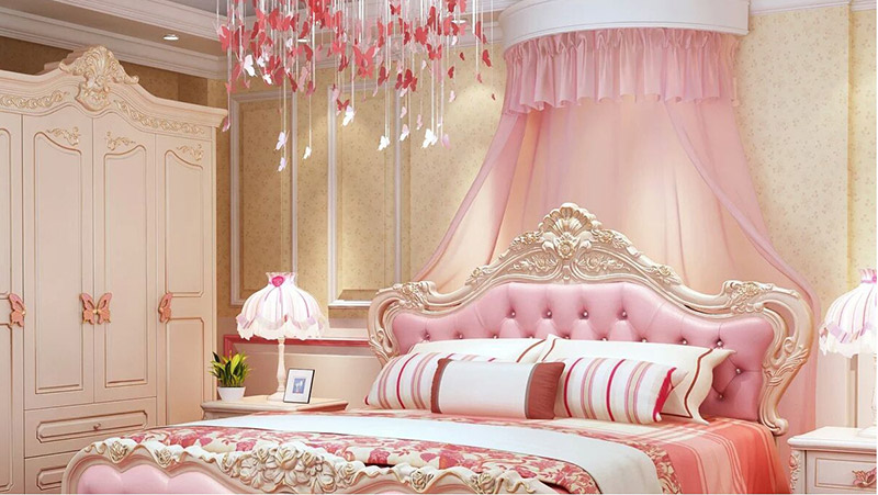 公主风卧室的关键还在于家具的造型风格.
